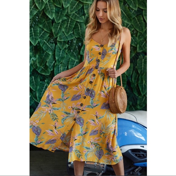 NEW! Tropical Floral Button Down Maxi Dress - Picture 3 of 7
